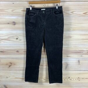 Eileen Fisher 10 Corduroy Pants Dark Gray Straight Slow‎ Fashion